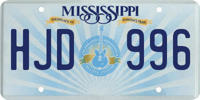 MS license plate HJD996