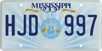 MS license plate HJD997