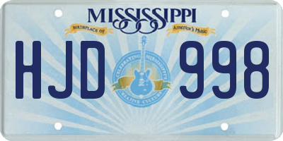 MS license plate HJD998