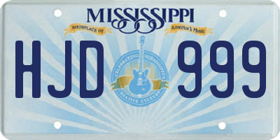 MS license plate HJD999
