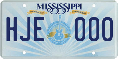 MS license plate HJE000