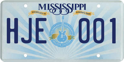 MS license plate HJE001
