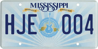 MS license plate HJE004