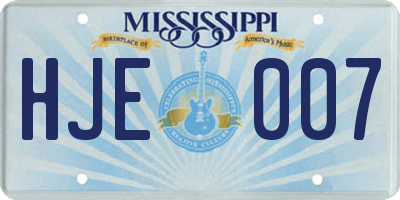 MS license plate HJE007