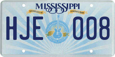 MS license plate HJE008