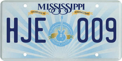 MS license plate HJE009