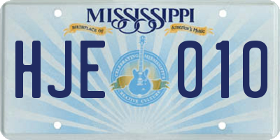 MS license plate HJE010