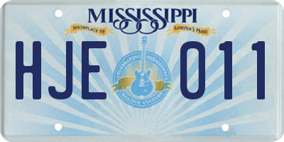 MS license plate HJE011