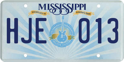 MS license plate HJE013