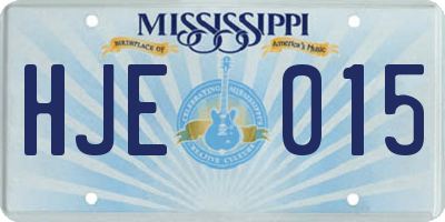 MS license plate HJE015