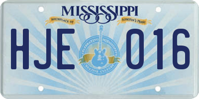 MS license plate HJE016