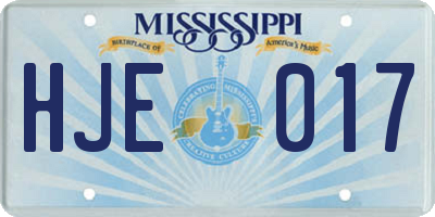 MS license plate HJE017