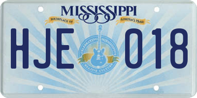 MS license plate HJE018