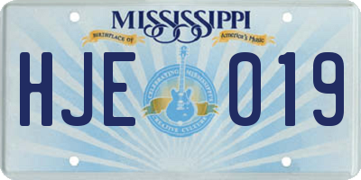 MS license plate HJE019
