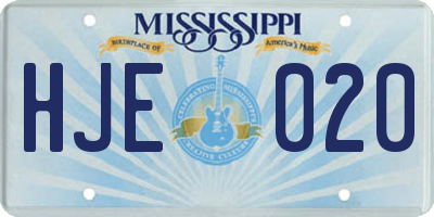 MS license plate HJE020