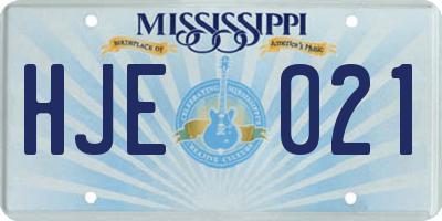 MS license plate HJE021