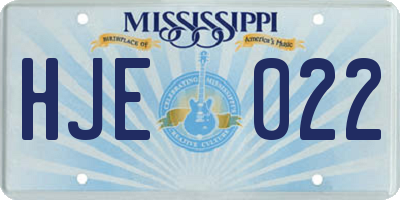 MS license plate HJE022