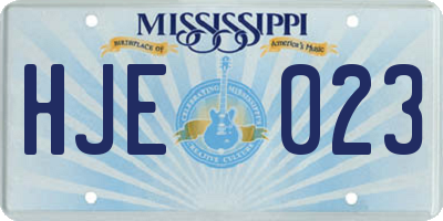 MS license plate HJE023