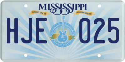 MS license plate HJE025