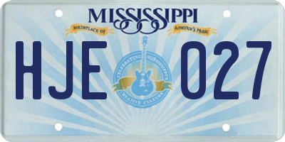 MS license plate HJE027