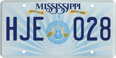 MS license plate HJE028