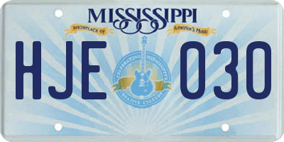 MS license plate HJE030