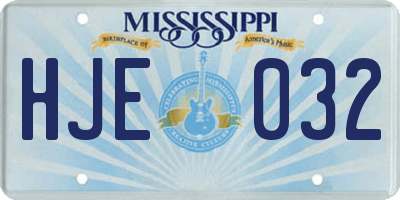 MS license plate HJE032