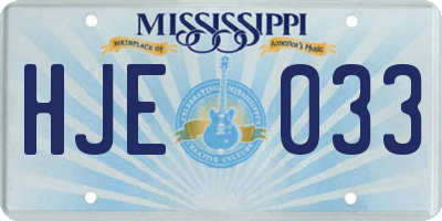 MS license plate HJE033