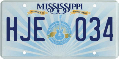 MS license plate HJE034