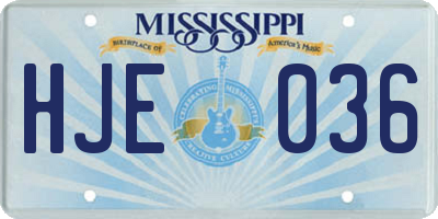 MS license plate HJE036