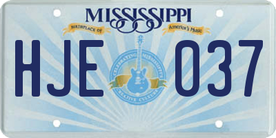 MS license plate HJE037