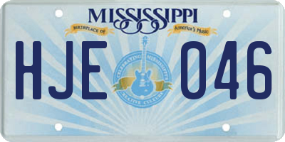 MS license plate HJE046