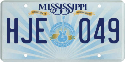 MS license plate HJE049
