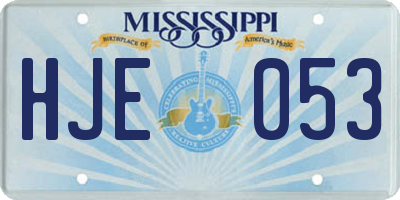 MS license plate HJE053
