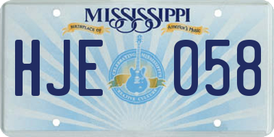 MS license plate HJE058