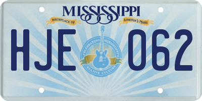MS license plate HJE062