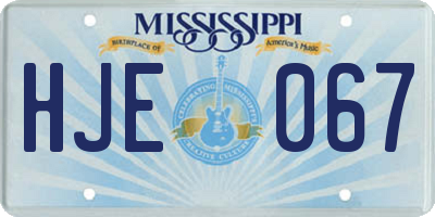 MS license plate HJE067