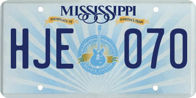 MS license plate HJE070