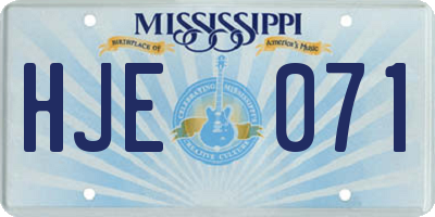MS license plate HJE071