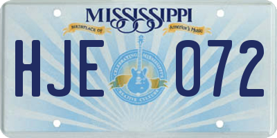 MS license plate HJE072