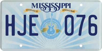 MS license plate HJE076