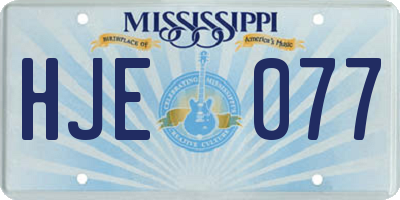 MS license plate HJE077