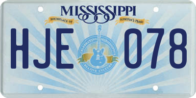 MS license plate HJE078