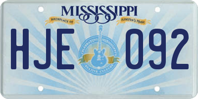 MS license plate HJE092