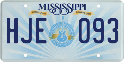 MS license plate HJE093