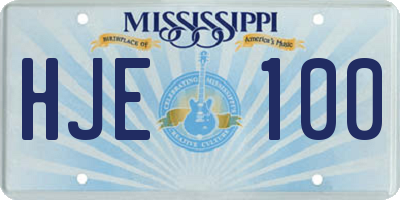 MS license plate HJE100