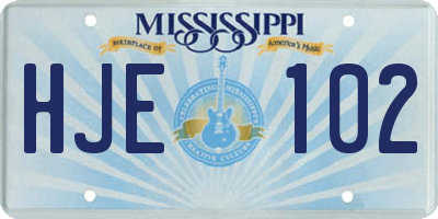 MS license plate HJE102