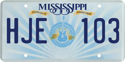 MS license plate HJE103