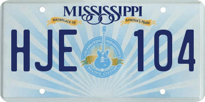 MS license plate HJE104