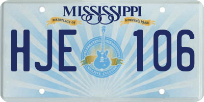 MS license plate HJE106